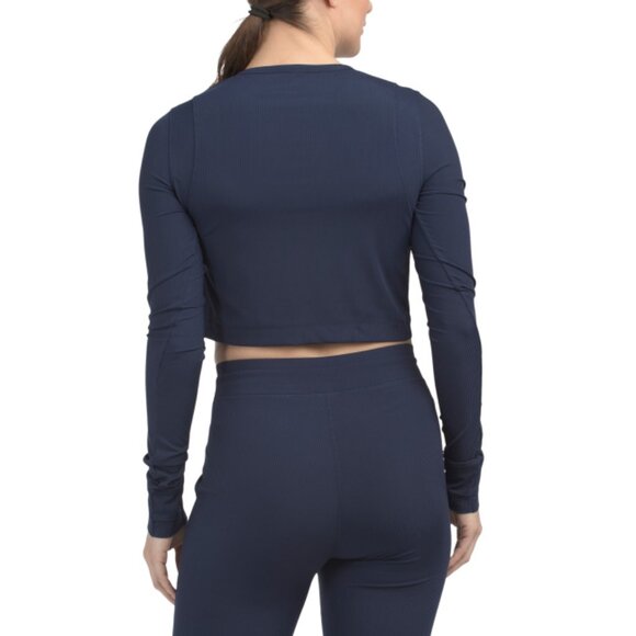 CREAM YOGA Navy Jamie Cropped Cardigan Top - Picture 2 of 2